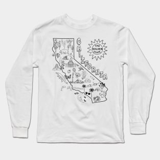 California State Map with Pictures Long Sleeve T-Shirt